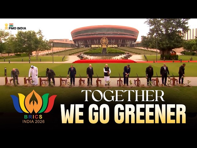 PM Modi participates in a joint tree plantation initiative during BRICS Summit