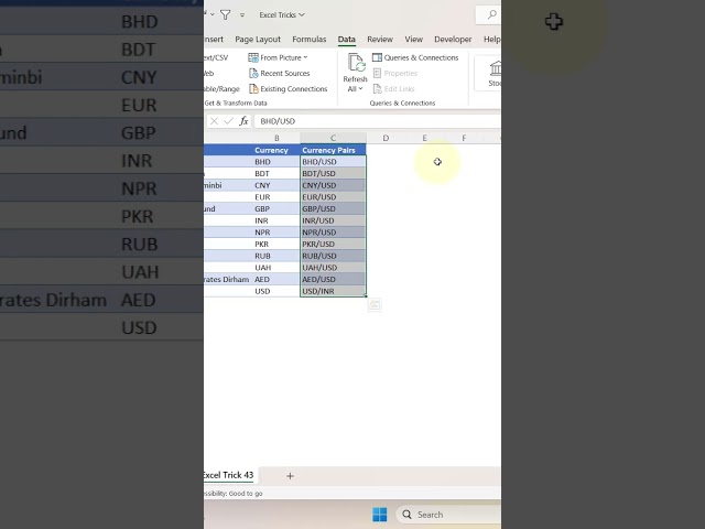 Excel Trick 43 - Get Live Currency Exchange Rate in MS Excel #shorts