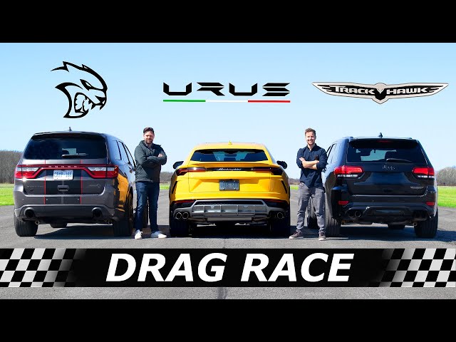 Dodge Durango Hellcat vs Lamborghini Urus vs Jeep Trackhawk // DRAG & ROLL RACE