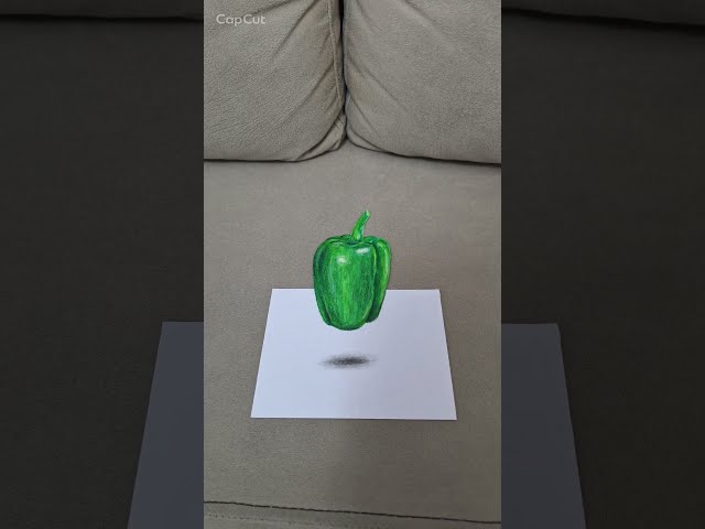 3d drawing green pepper illusion   #shorts #3d #drawing