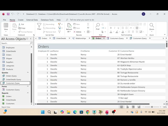 Base de Datos en Access: Relaciones, Queries y Reportes