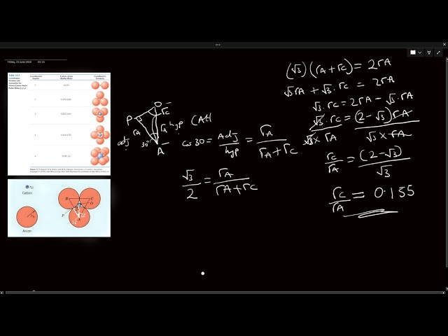 Cation - Anion Radius Ratio for Coordination Number 3