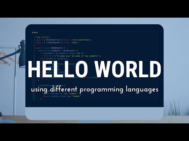 Print hello world in different programming languages with just one line of code