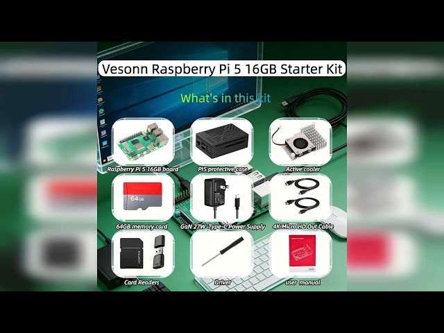 Overview: Raspberry Pi 5 16GB Starter Kit with Raspberry Pi 5 Board(16GB RAM),64GB Card Readers ...