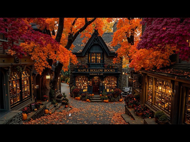 Hidden Bookshop Village in Autumn 🍂 Gentle & Warm Jazz Ambience for Reading, Work and Quiet Moments☕