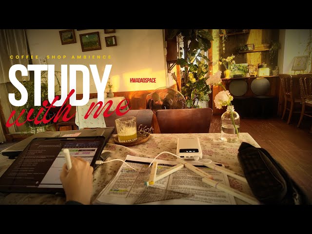 2-HOUR STUDY WITH ME CAFE ☕ | Rainy Cozy Coffee Shop Ambience | No Music | Pomodoro 50/10