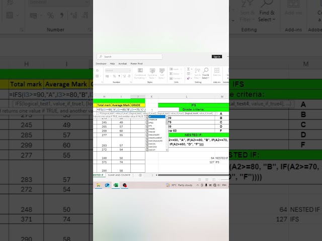 How to Assign Grades Automatically in Excel using IFS Function