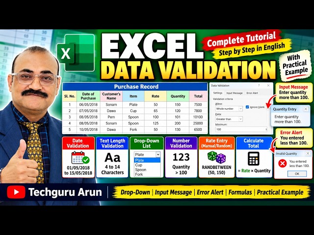 Excel Data Validation | Drop-Down List, Input Message & Error Alert