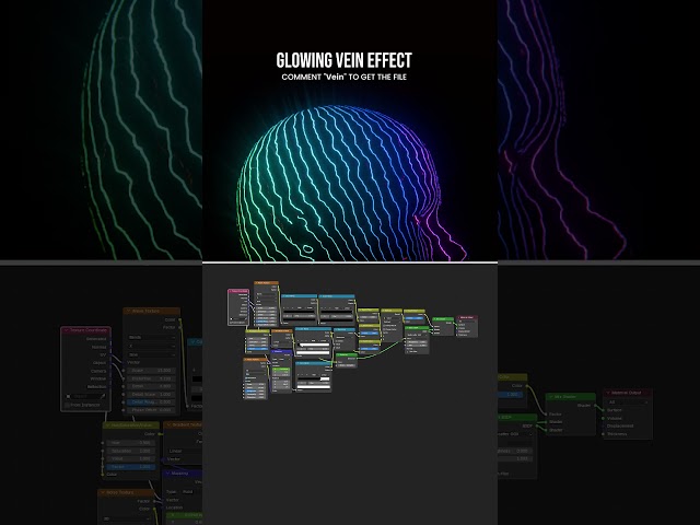 Glowing Vein Effect in Blender Using Only Nodes #blender #3d