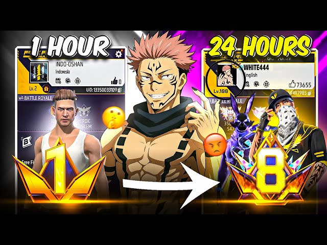 Transforming ₹10 Noob ID Into Level 8 PRIME IDin Just 24 Hour 🤯 - Garena Free Fire