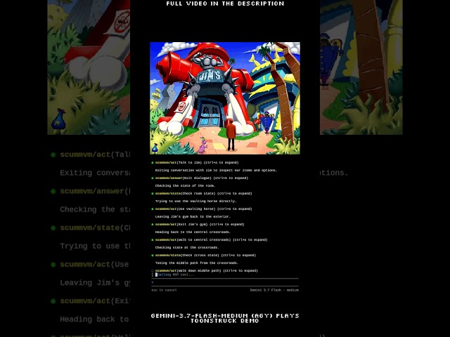 Gemini 3.8 Flash vs 3.7 and 3.6 playing Toonstruck: AGI is not here