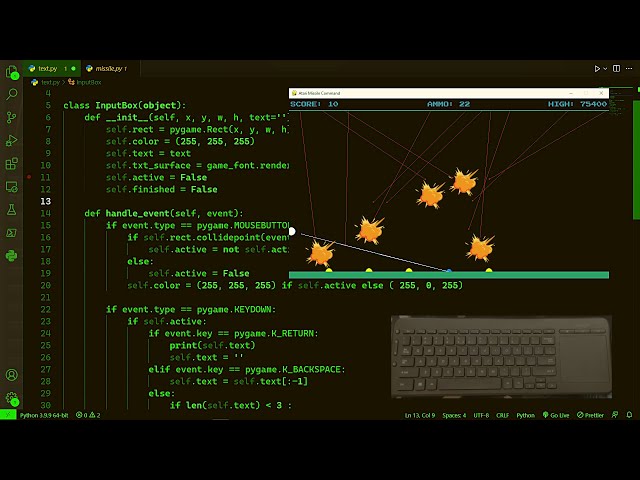 ASMR Programming - Coding 2d Video Game in Python in rain - ASMRプログラミングの雨