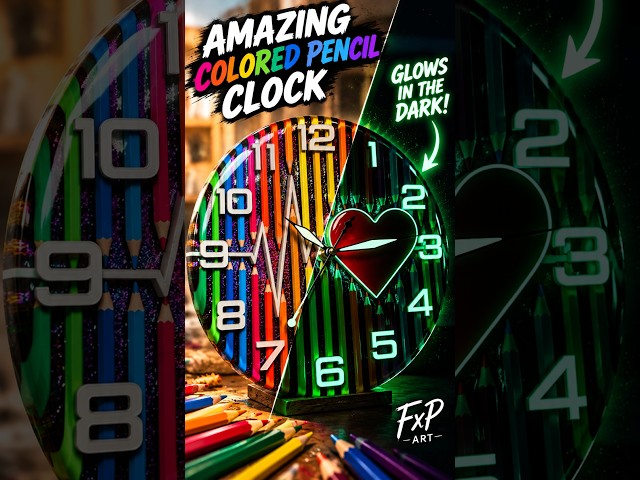 Amazing Colored Pencil Clock That Glows in the Dark! #resinclock #epoxyart #epoxyresin #fxpart