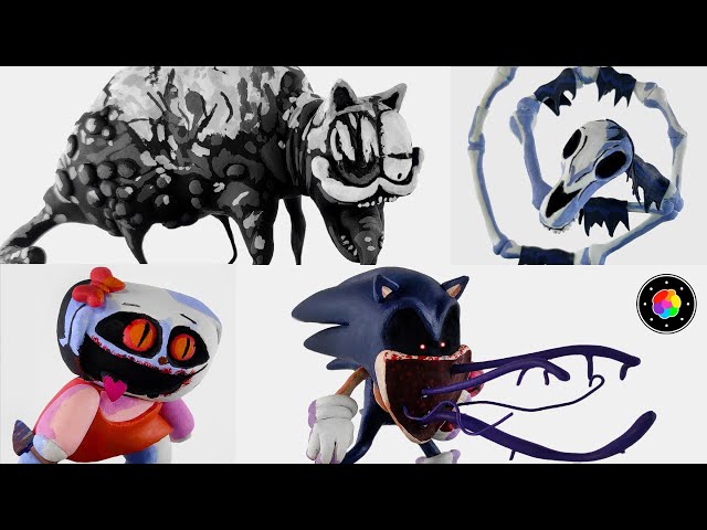 MAKING ALL FNF Mods (Gorefield, Sonic.exe, Hell On Kitty & Long Horse) - Clay #16 | PlastiVerse