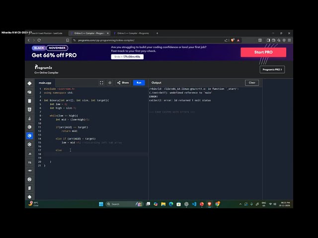 AlgoWeek 1 | Day 4 | Linear Search | Binary Search | GDGoC BMSIT&M