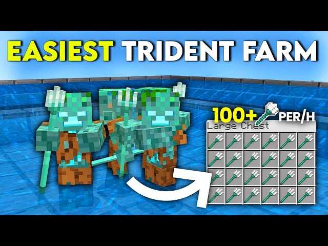 EASIEST TRIDENT FARM in Minecraft Bedrock 26.5+ !