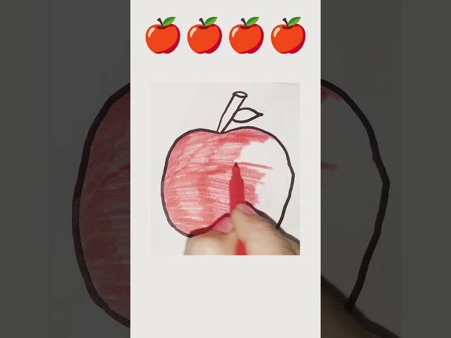 Drawing an apple 🍎 #satisfying #coloringforkids#easydrawing