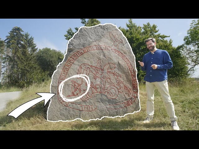 Visiting an impressive runestone!