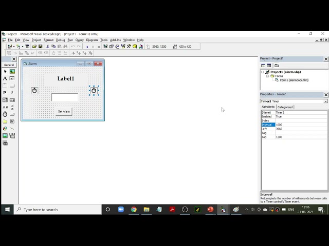 Program to create an alarm clock in Visual Basic