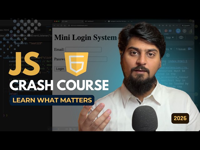 ⚡ JavaScript Crash Course for Beginners 2026 – Full Beginner to Mini Apps - Urdu/Hindi - in 3 hours