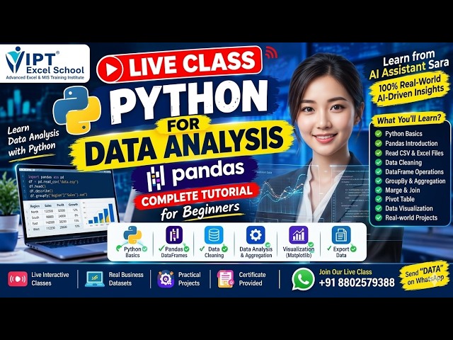 👉 Python for Data Analysis | Pandas Complete Tutorial for Beginners | Live Class