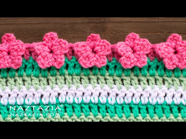 HOW to CROCHET FLOWER BORDER EDGING for a Blanket Shawl or Scarf by Naztazia