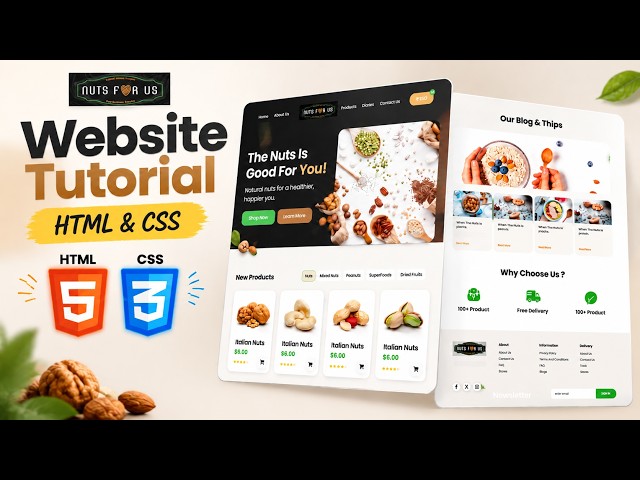 Build a Modern Ecommerce Website Using HTML & CSS Only | Responsive Website Tutorial