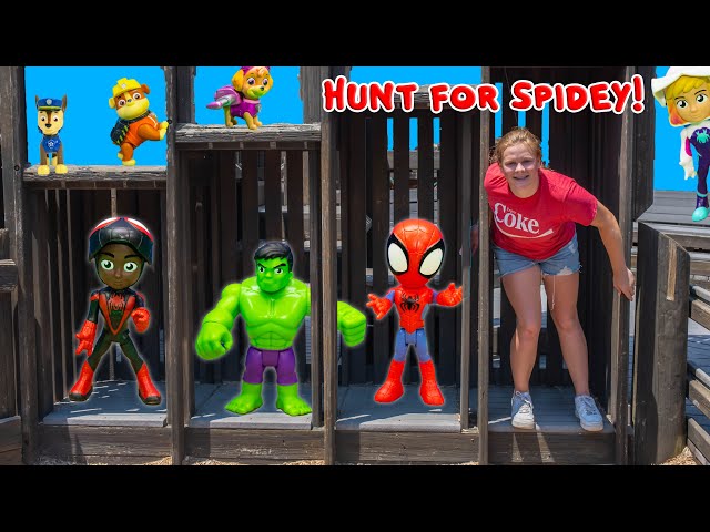 Assistant Searches for Spidey and Paw Patrol at the Obstacle course