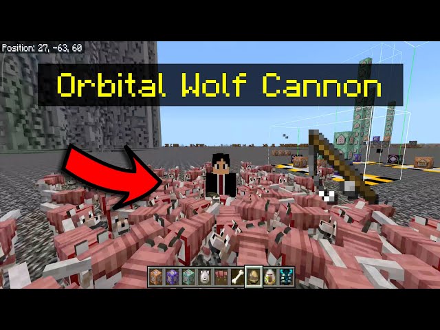 Minecraft Bedrock: Orbital Wolf Cannon (No Redstone Needed)