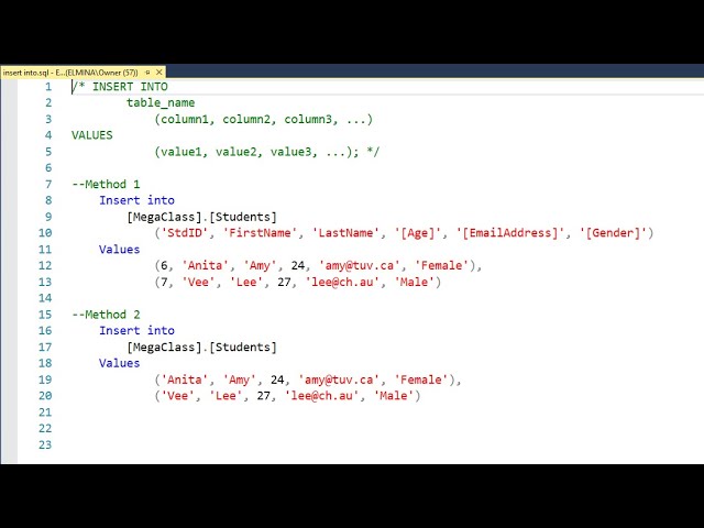 How to INSERT DATA INTO tables in SQL Server Management Studio 2016 using T-SQL and GUI | DML PT1