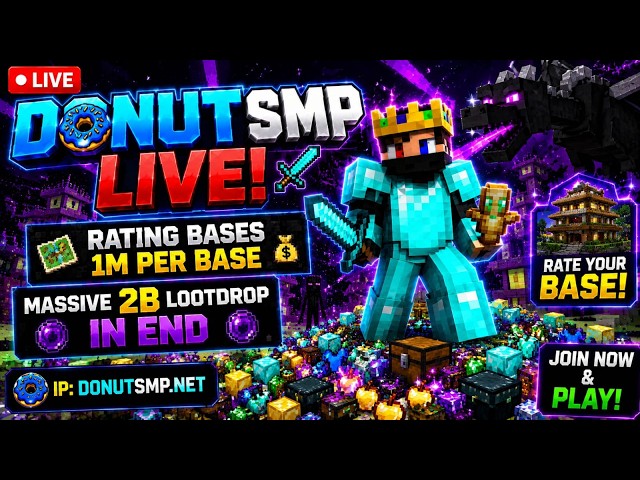 🔴 DONUT SMP LIVE! RATING BASES 2M per | Massive 2B Lootdrop in End Maybe 👁️ | Day  68 | #donutsmp