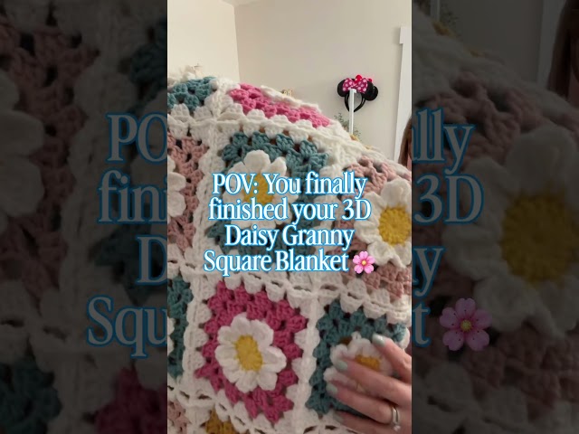 I finally finished my 3D Daisy Granny Square Blanket 🥹 And I think it’s my favorite ❤️