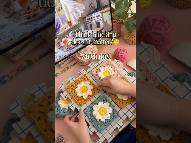 If you aren’t Blocking your Granny Squares what are you EVEN Doing?? 🤔🧶 #grannysquare