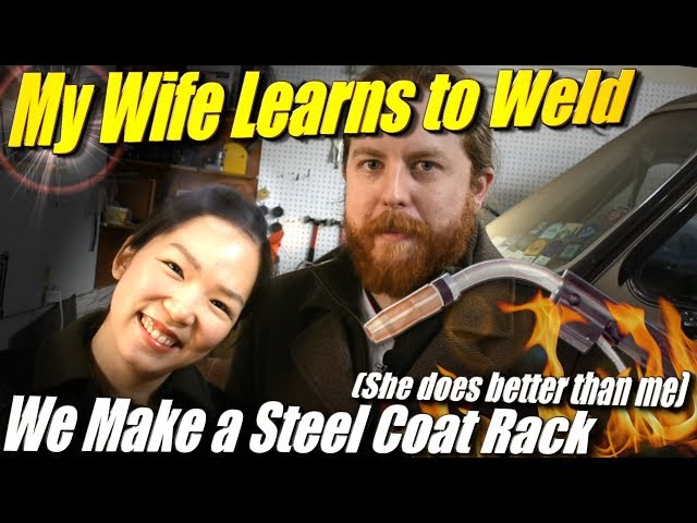 My Wife Learns to MIG Weld: Making a Coat Rack from Forged Coat Hooks