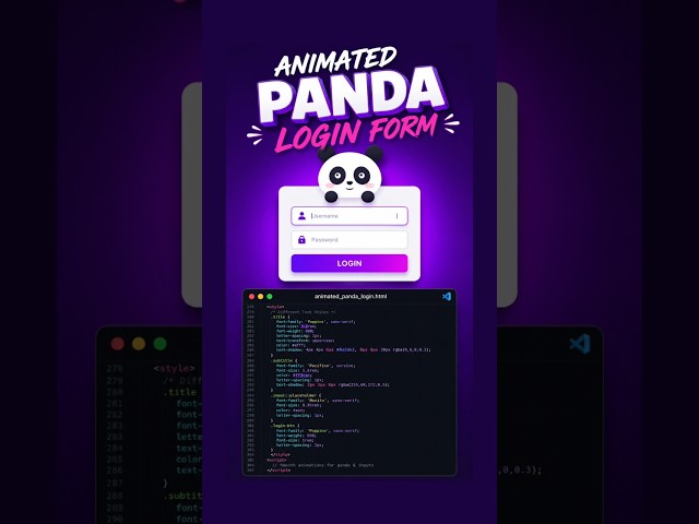 Animated Panda Login Form Using HTML CSS & JavaScript | MERN Stack Course #shorts #coding
