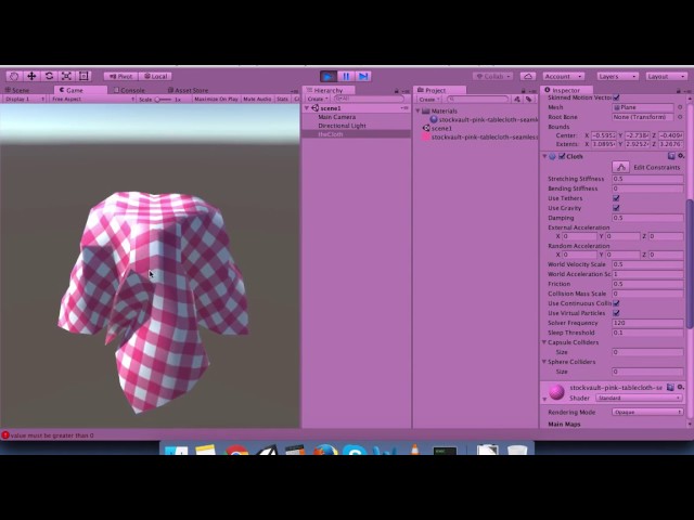 Unity How to make table cloth using cloth component