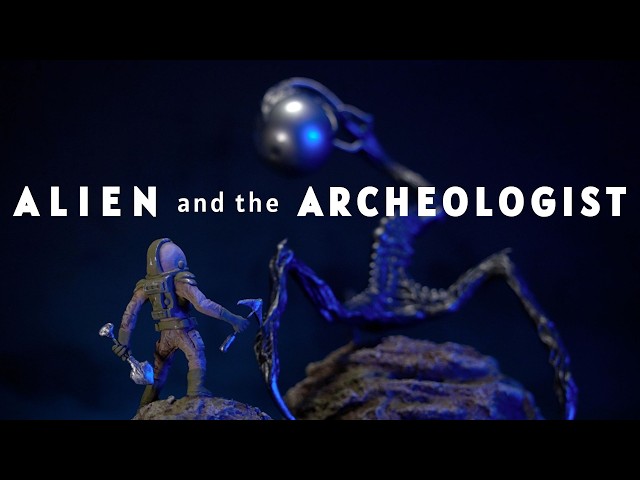 Clayformations sculpting the unfortunate encounter of a lonley Archeologist and a killer Alien