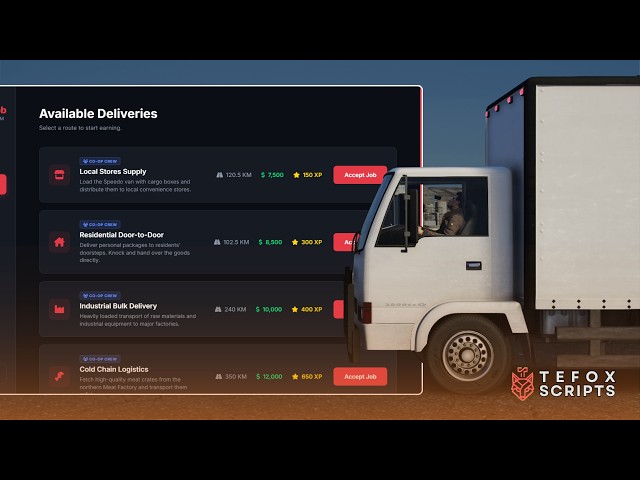 The Ultimate FiveM Delivery Job | Multiplayer Logistics System & Progression [ESX/QB/QBOX].