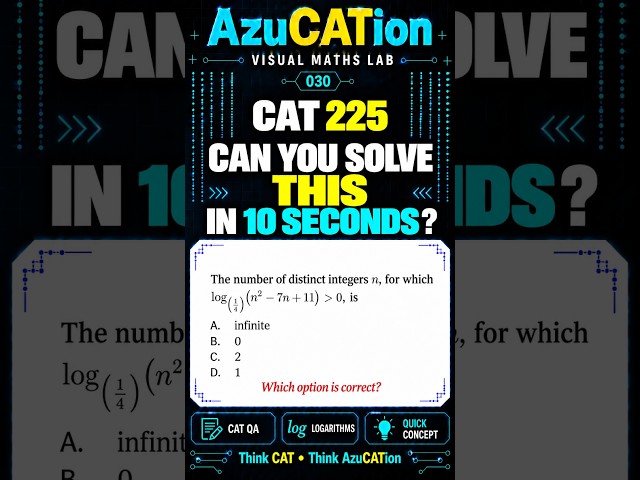 CAT 2025 Tough Question in 10 Seconds | AzuCATion CAT 2026 Algebra Workshop | Q030