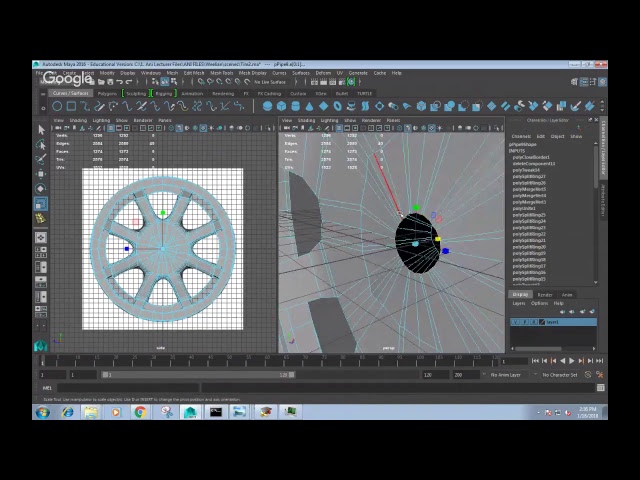 Modeling an Alloy Wheel in Maya - using instances - Improved method