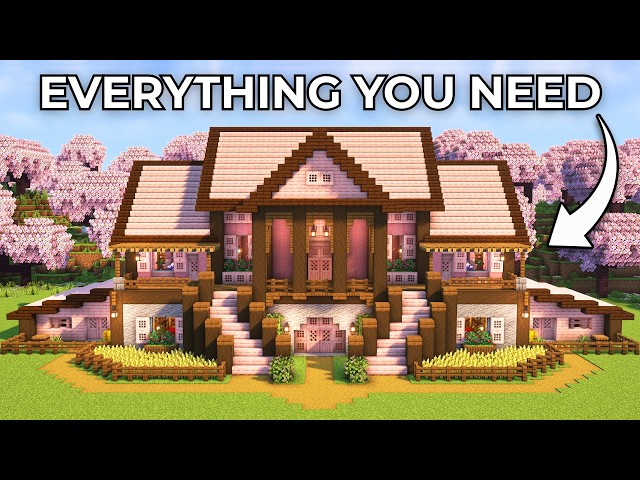 Minecraft: How to Build a Cherry Blossom Survival Mansion | Tutorial🏠