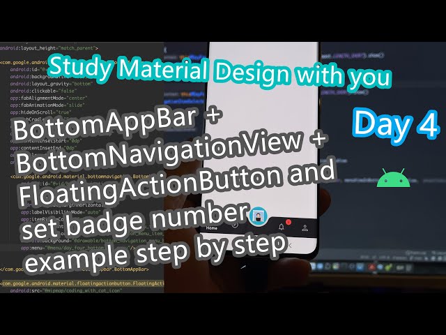 Android Material Design tutorial Day 4 Simple BottomAppBar BottomNavigationView badge number example