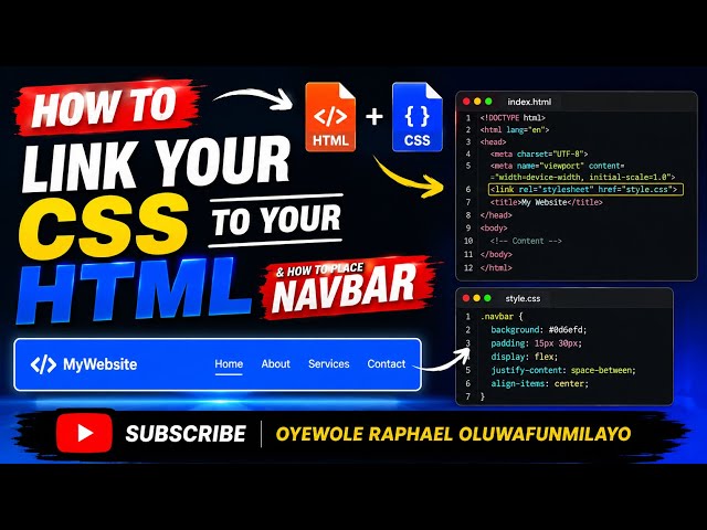 How to Link CSS to HTML & Create a Navbar | HTML & CSS Tutorial for Beginners