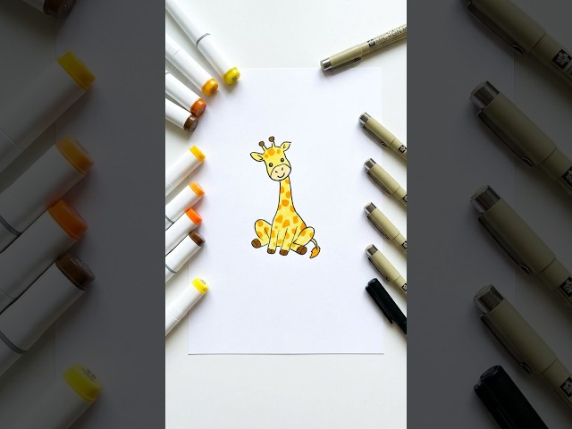 🦒 Tall and Adorable Giraffe 🖍️🌼 Colorful Safari Animal Art 💛 #shorts #drawing #RavlykArt