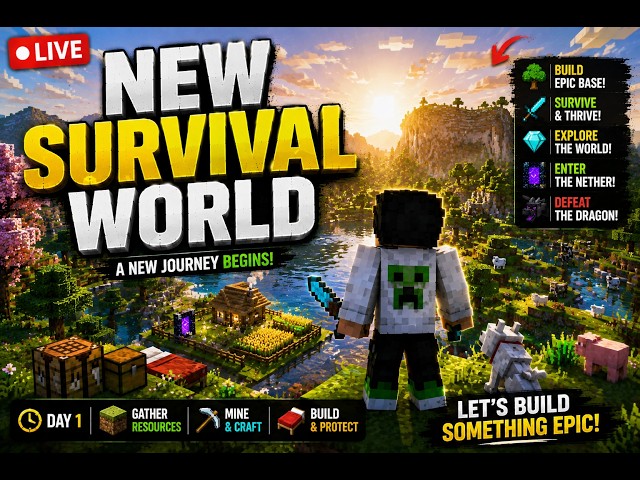 🔴 MINECRAFT SURVIVAL LIVE | Starting a BRAND NEW WORLD! 🌍🔥