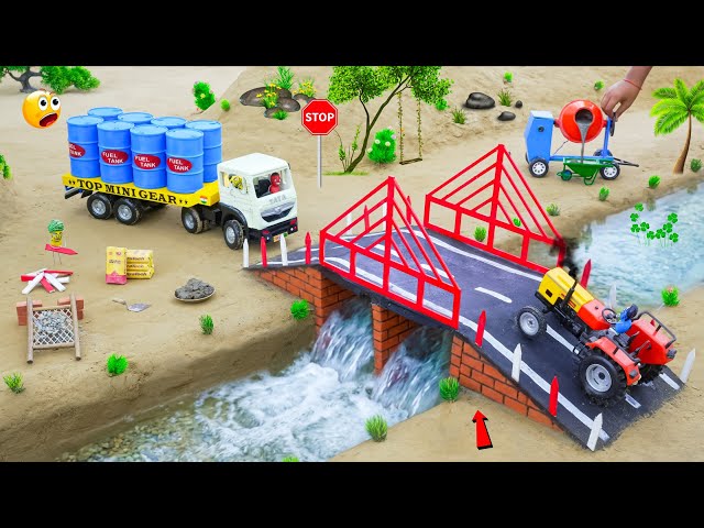 DIY Mini Tractor Making Real Concrete Bridge Over Underground Water Science Project | @topminigear