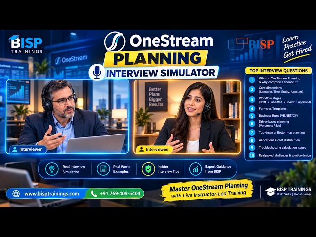 OneStream Planning Interview for Freshers or Beginners | Getting Started with OneStream Planning