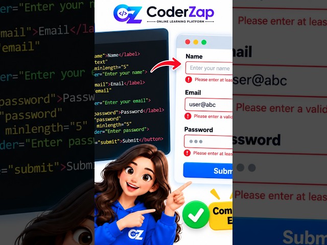 HTML Form Validation Without JavaScript  | HTML Form Validation Tutorial #shorts