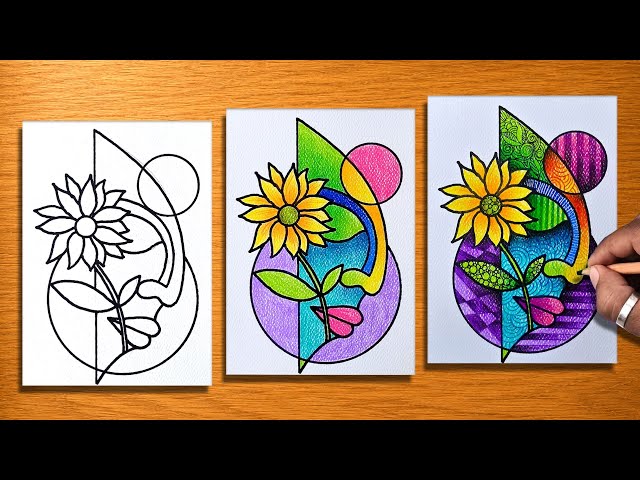 7 Minutes Of Relaxing Art / Easy Abstract Face Drawing & Coloring / Mindful Art For Beginners 