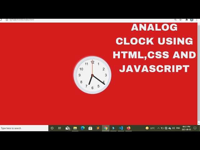 Analog Clock Using HTML , CSS and JavaScript | JavaScript Analog Clock | Amit Tutorial